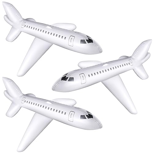 Syhood 10 Pc 40 Inch White Large Inflatable Airplane Balloon Aviation Themed for Outdoor Birthday Party Gifts Swimming Pool Decorations Toys - Image 1