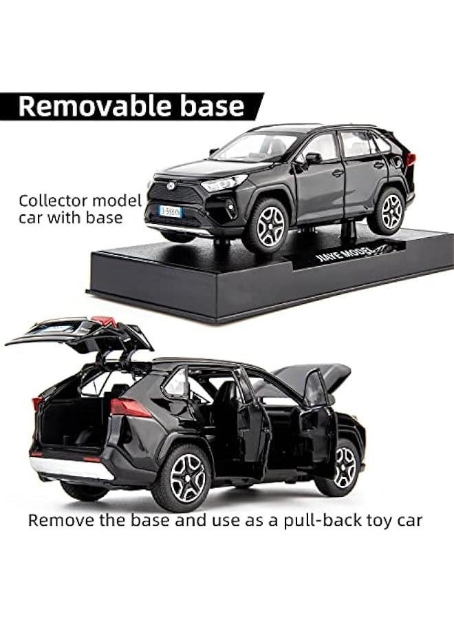 Generic - Model Car 1/32 RAV4 Alloy Diecast Collectible Toy Car with Light and Sound Toy Vehicle Door Can Be Opened for Boys Kids Toddler Gift (Black) - Image 1