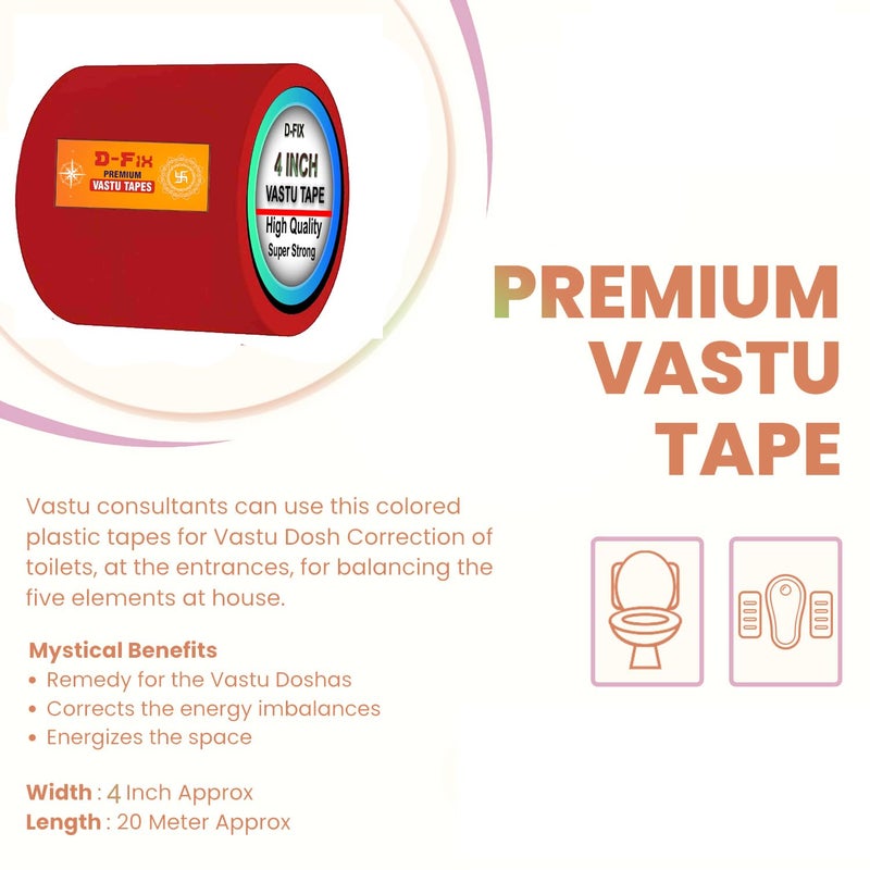 D-Fix شريط أرضيات فاستو الملون من الفينيل - بطول حوالي 20 متر وعرض 96 مم / 04 بوصة - 5 لفات لكل عبوة - تصحيح فاستو للمرحاض والمدخل (أحمر، أصفر، أخضر، أزرق وأبيض) - Image 2