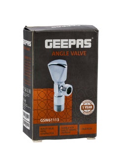GEEPAS صمام زاوية، هيكل معدني متين عالي الجودة، GSW61113 - مقبض متين، خرطوشة سيراميك متينة عالية الجودة، ضمان لمدة عام، خلاط برافعة واحدة، توصيل G1/2، مطلي بالكروم، غير فيريتي  - Image 3