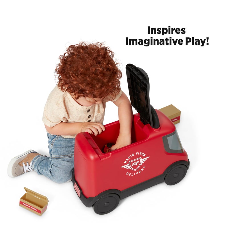 Radio Flyer Delivery Van Ride On Toy for Kids, Red Toddler Ride on Toy for Ages 2+ - Image 5