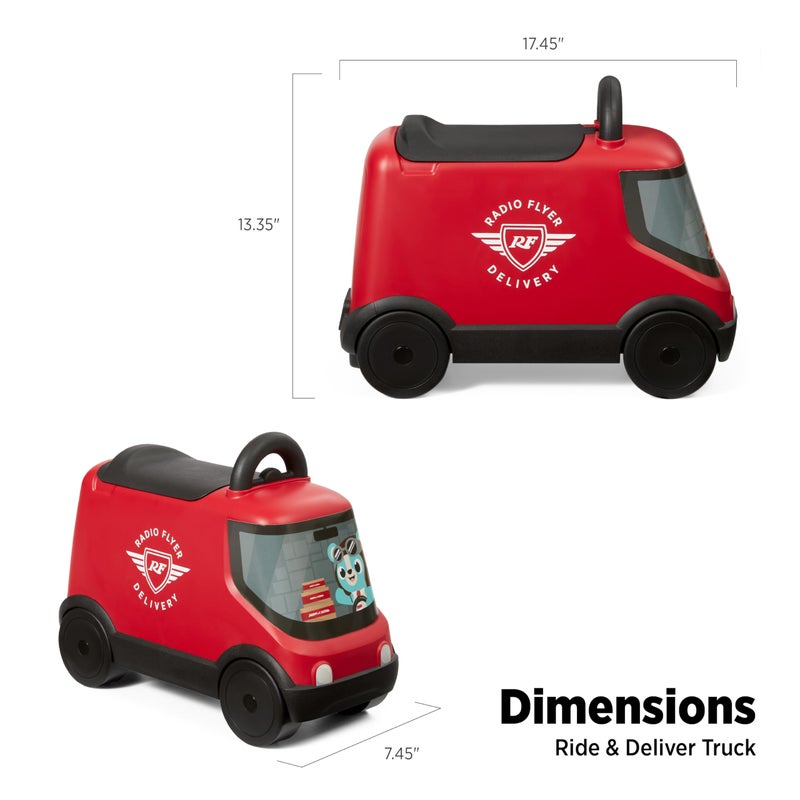 Radio Flyer Delivery Van Ride On Toy for Kids, Red Toddler Ride on Toy for Ages 2+ - Image 4