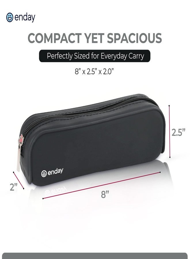 Enday Black Silicon Pencil Case, Silicon Pencil Pouch Aesthetic, Portable Small Pencil Case For Office & School Supplies, Pen Case for Girls Women Makeup Pouch - Image 2