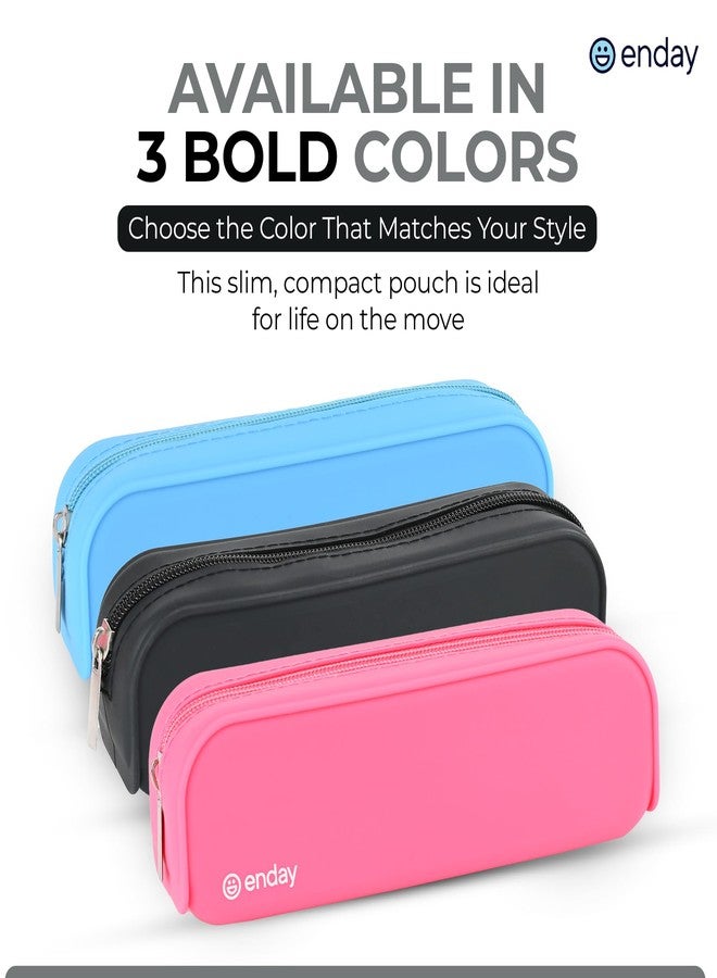 Enday Black Silicon Pencil Case, Silicon Pencil Pouch Aesthetic, Portable Small Pencil Case For Office & School Supplies, Pen Case for Girls Women Makeup Pouch - Image 4