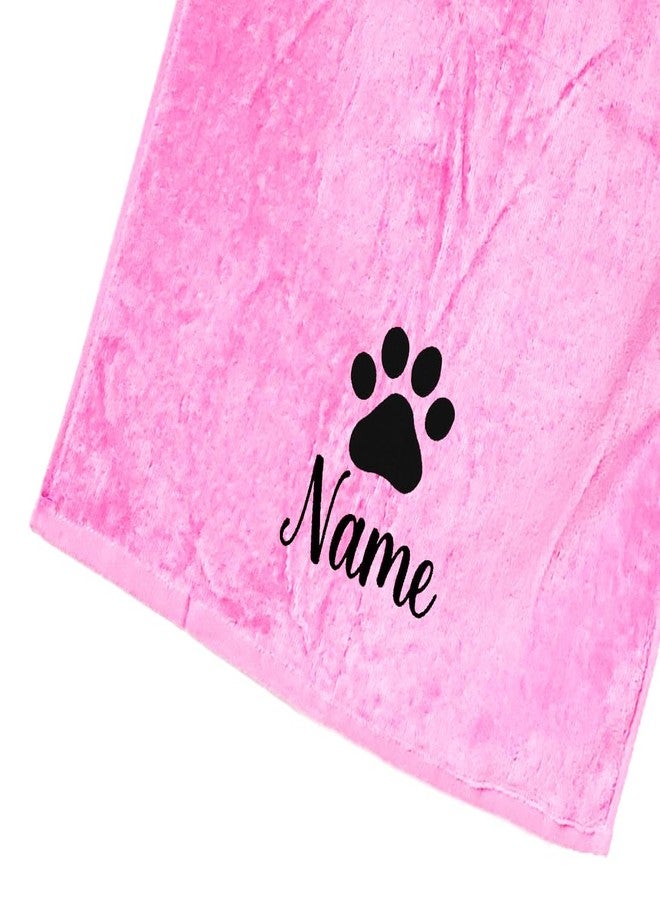 101 BEACH Personalized Paw Dog Towel with Embroidered Name with Clip - Small Size (Lt Pink) - Image 2