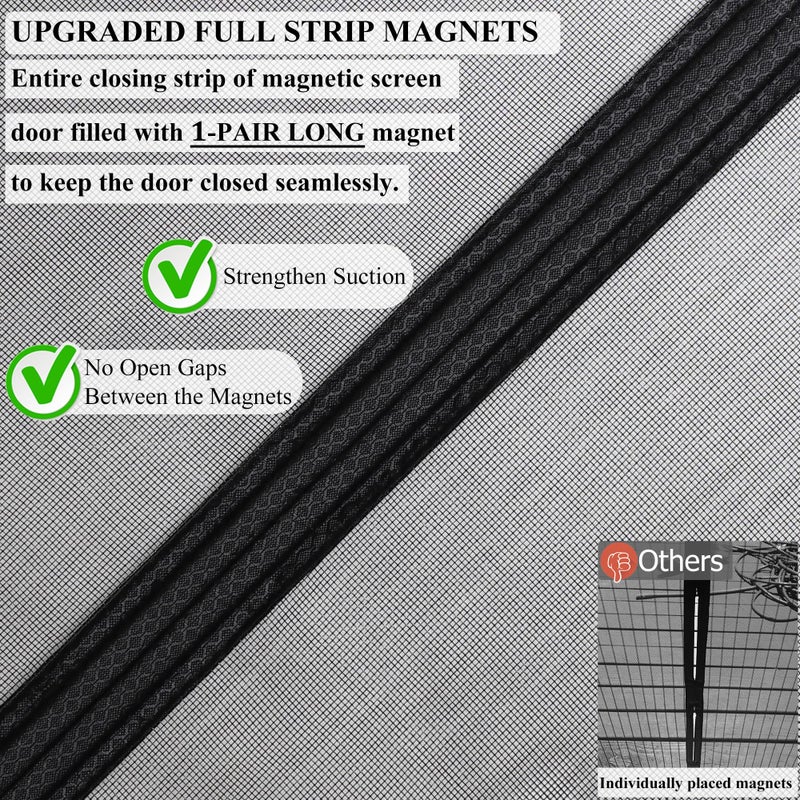 Mpmedo Magnetic Screen Door Upgraded-Model Full Strip Magnets,Fiberglass Heavy Duty Mesh Screen Doors Magnets,Retractable Door Screen Magnetic Closure for Single Front Patio Fit Doors to 32x80 - Image 3