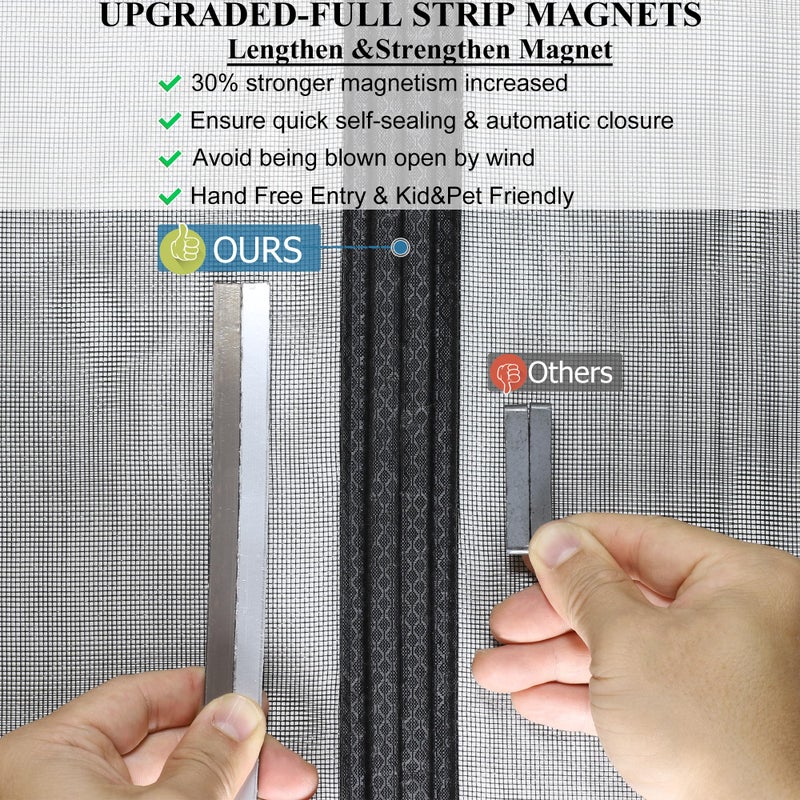 Mpmedo Magnetic Screen Door Upgraded-Model Full Strip Magnets,Fiberglass Heavy Duty Mesh Screen Doors Magnets,Retractable Door Screen Magnetic Closure for Single Front Patio Fit Doors to 32x80 - Image 4