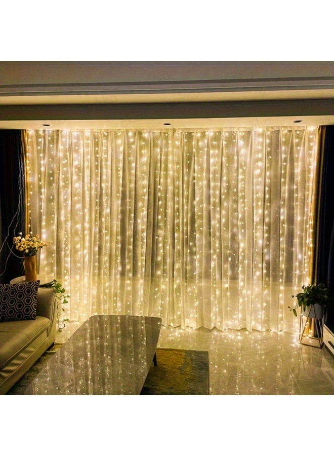 MODI 3x2Meter Warm White Curtain Fairy Lights, 150 LEDs 2-Pin Plug-In, IP44 Waterproof Indoor Outdoor String Lights for Bedroom, Christmas Decorations, Wedding, Home Décor, Diwali, Ramzan - Image 5