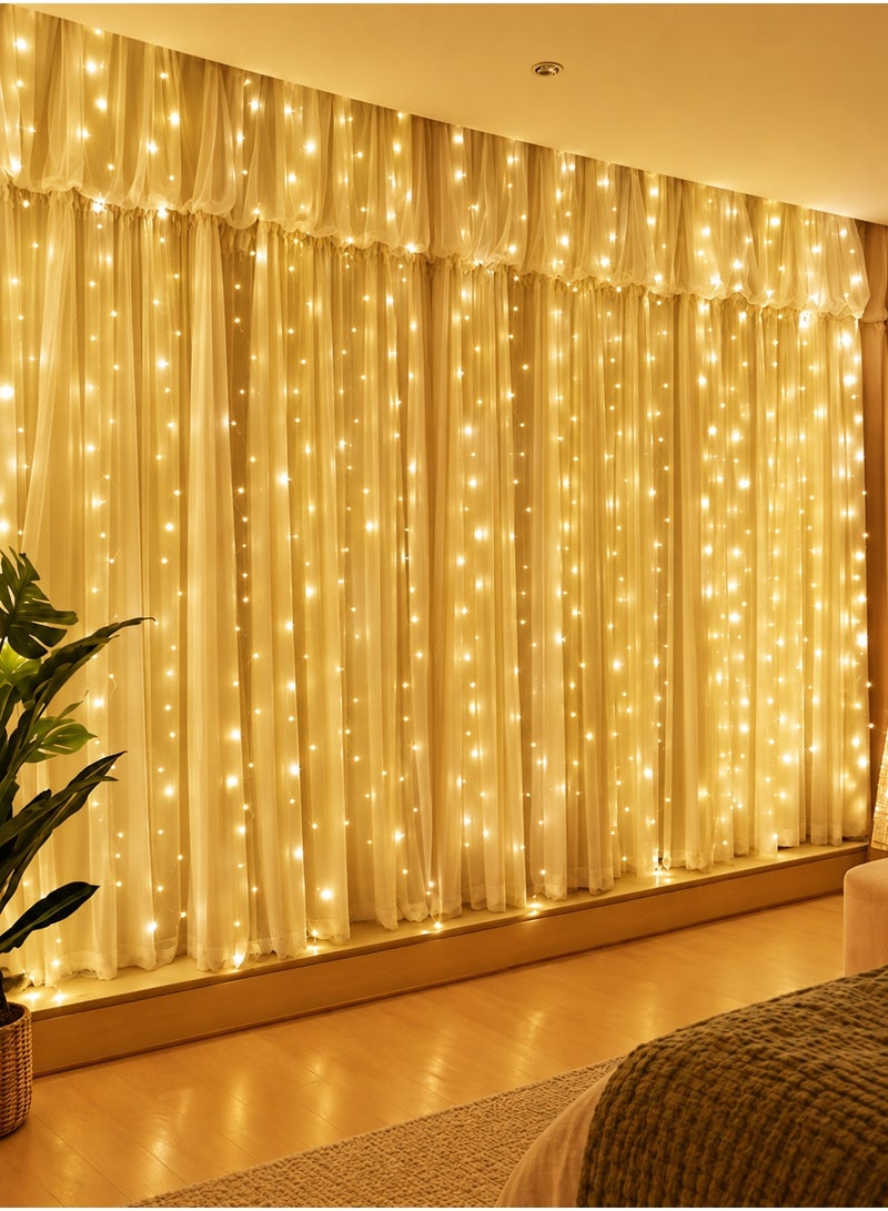 MODI 3x2M Warm White Curtain String Lights For Ramadan Decoration – 150 LED Fairy Lights, IP44 Waterproof, Indoor/Outdoor Decoration for Christmas, Weddings, Bedroom, Ramadan, Diwali, and Holiday Décor - Image 2