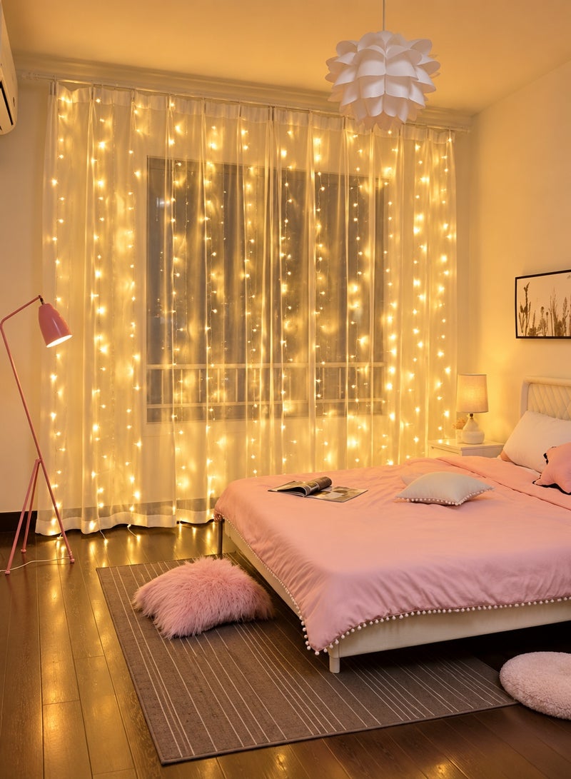 MODI 3x2M Warm White Curtain String Lights For Ramadan Decoration – 150 LED Fairy Lights, IP44 Waterproof, Indoor/Outdoor Decoration for Christmas, Weddings, Bedroom, Ramadan, Diwali, and Holiday Décor - Image 3