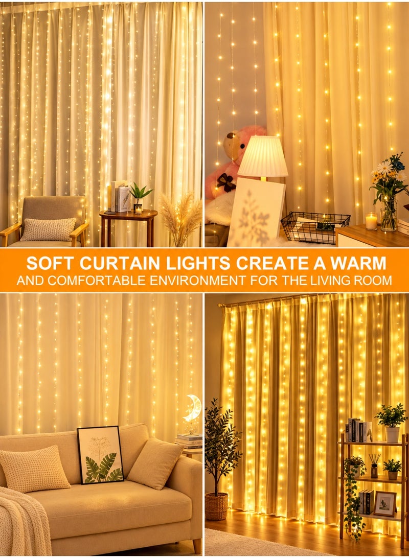 MODI 3x2M Warm White Curtain String Lights For Ramadan Decoration – 150 LED Fairy Lights, IP44 Waterproof, Indoor/Outdoor Decoration for Christmas, Weddings, Bedroom, Ramadan, Diwali, and Holiday Décor - Image 4