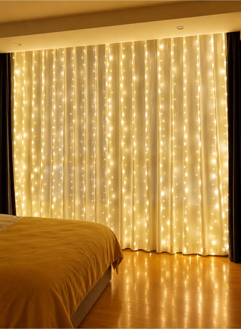 MODI 3x2M Warm White Curtain String Lights For Ramadan Decoration – 150 LED Fairy Lights, IP44 Waterproof, Indoor/Outdoor Decoration for Christmas, Weddings, Bedroom, Ramadan, Diwali, and Holiday Décor - Image 5