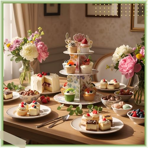 Widecook 3 Tier Wildflower Party Decoration Baby in Bloom Baby Shower Cupcake Stand Spring Wildflower Cupcake Tower Floral Themed Cake Holder Dessert for Flower Birthday Party Decoration Supplies - Image 4