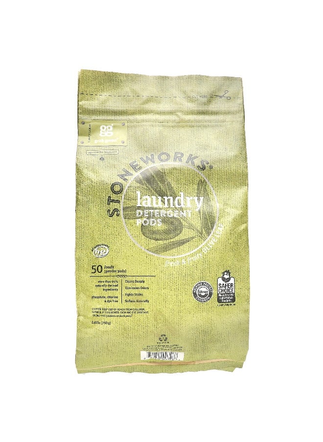 Grab Green Grab Green, Stoneworks, Laundry Detergent Pods, Olive Leaf, 50 Loads, 1.65 lbs (750 g)  - Image 1