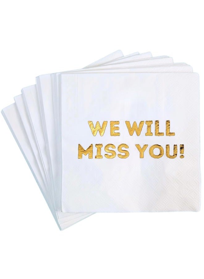 Cloverjoyed We Will Miss You Cocktail Napkins - 50 Pack for Farewell, Going Away, Retirement Party Celebration Decorations, Coworkers Leaving Goodbye, Military Army Good Luck, Moving - Image 1