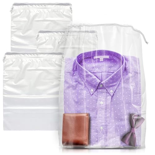 APQ Supply Clear Drawstring Bag, 10 x 12 Inches. Pack of 100 Clear Plastic Drawstring Bags. Waterproof 2 Mil Polyethylene Travel Bags for Shoes. Transparent Draw String Bag for Cosmetics, Toiletries - Image 1