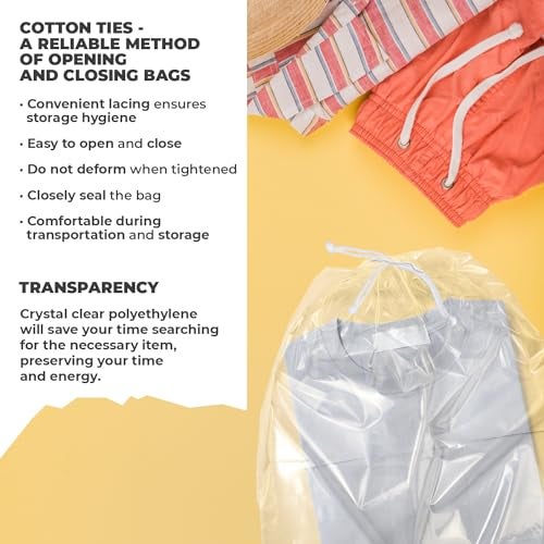 APQ Supply Clear Drawstring Bag, 10 x 12 Inches. Pack of 100 Clear Plastic Drawstring Bags. Waterproof 2 Mil Polyethylene Travel Bags for Shoes. Transparent Draw String Bag for Cosmetics, Toiletries - Image 4