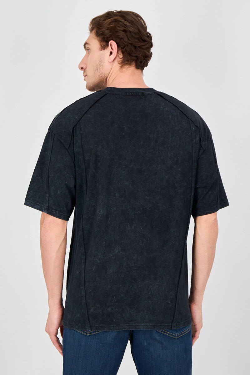 Ketch Men Crew Neck Short Sleeve Embroidered T-Shirt, Black - Image 3