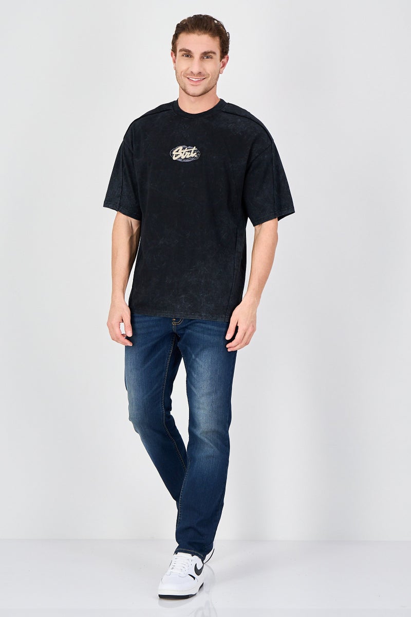 Ketch Men Crew Neck Short Sleeve Embroidered T-Shirt, Black - Image 4