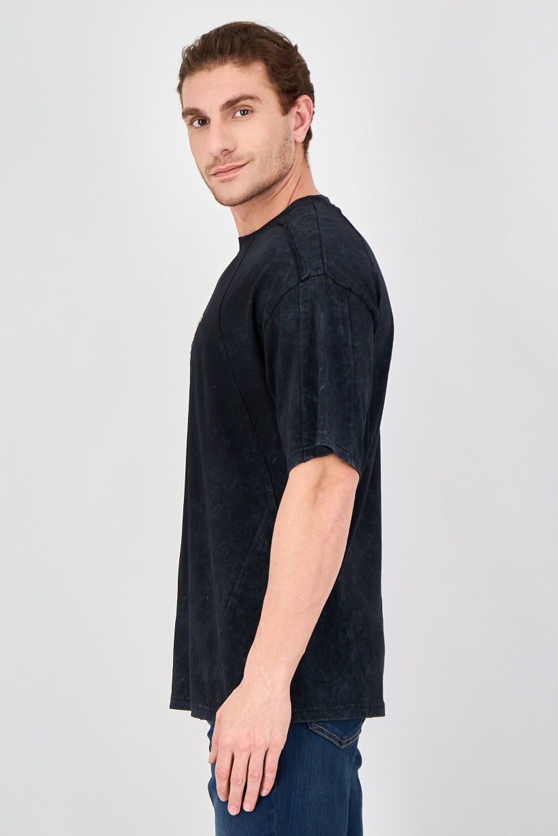 Ketch Men Crew Neck Short Sleeve Embroidered T-Shirt, Black - Image 2