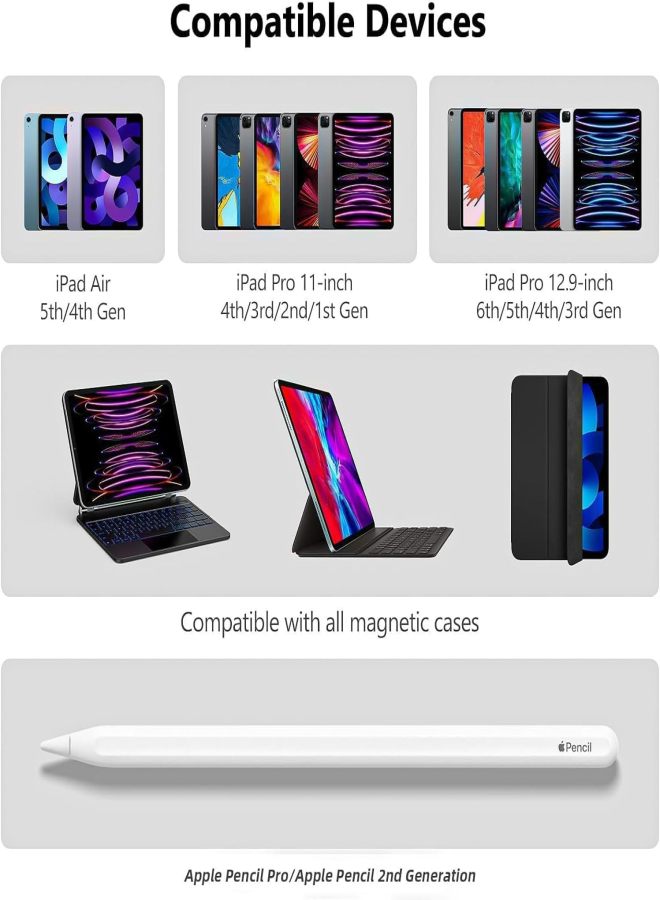 يدعم الحروف السحرية المتوافقة مع اللوحة السحرية، Apple Pencil Pro/Apple Pencil 2ª الجيل المتوافق (أسود) - Image 3