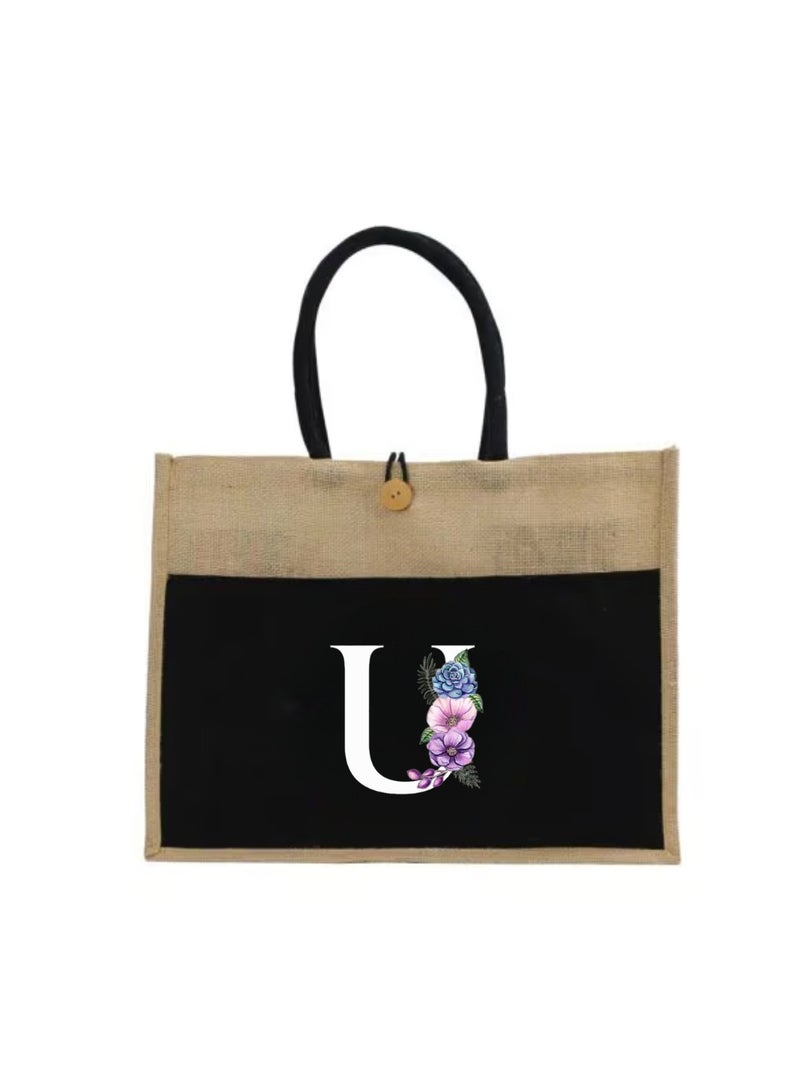 PRINTSHOP4ME Jute Bag Initial Letter Printed Design–Reusable,Durable Tote Bag For Gifting Or Everyday Use|Used For Festive Celebrations&Gifts For Special Person - Image 2