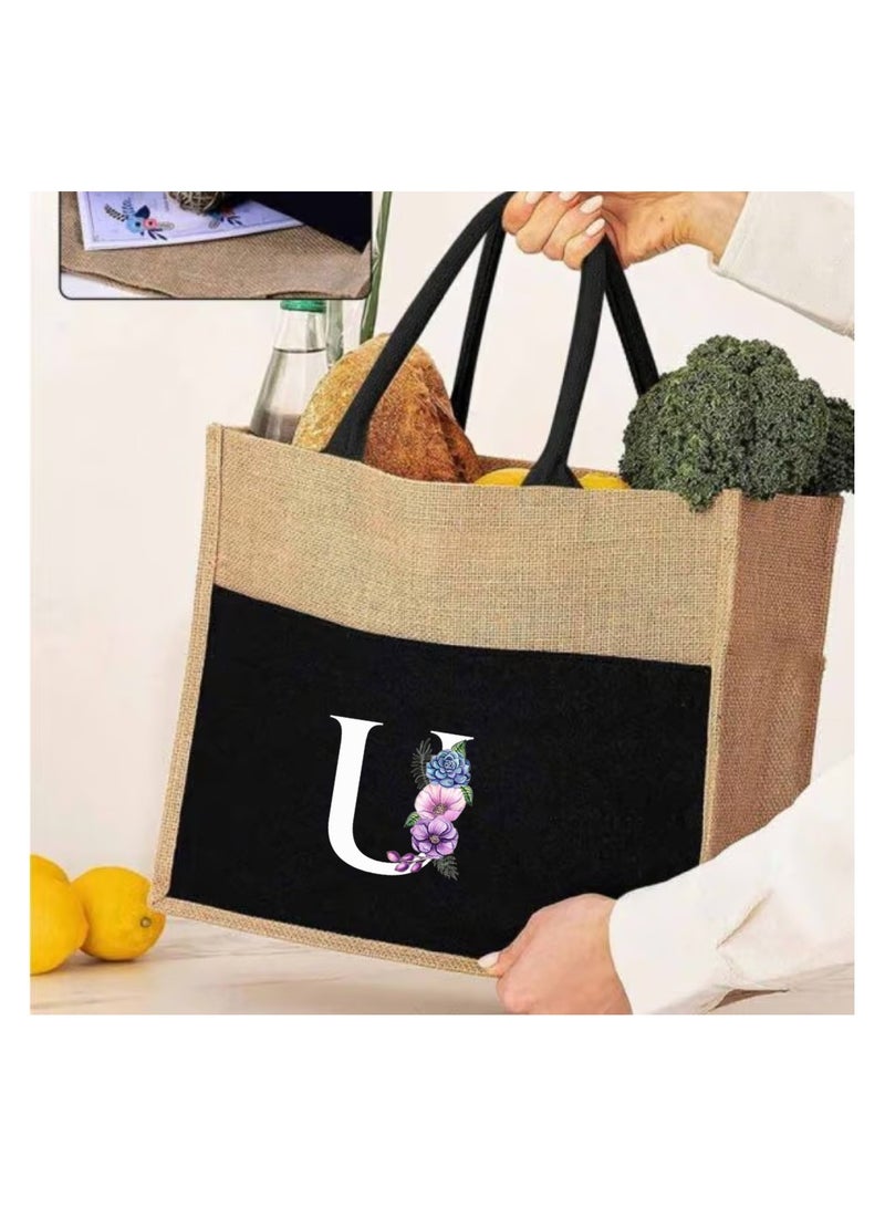 PRINTSHOP4ME Jute Bag Initial Letter Printed Design–Reusable,Durable Tote Bag For Gifting Or Everyday Use|Used For Festive Celebrations&Gifts For Special Person - Image 3