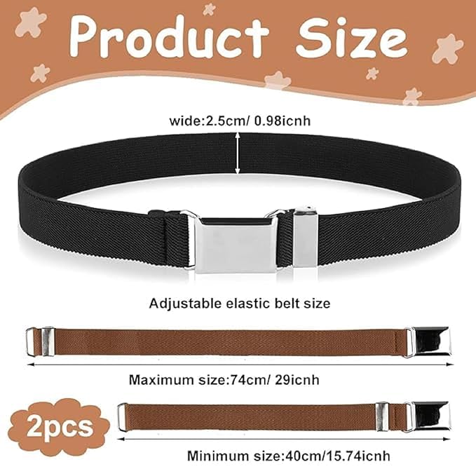 CHEENNY Elastic Kids Belt, Adjustable Kids Belts with Flat Square Buckle, Stretch Toddler Belt for 2-15 Years Boys Girls School Trousers Jeans Pants Shorts Dresses-MultiColor - Image 2