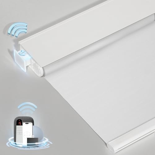 MANSNIX Smart Motorized Blinds with Remote Cordless NoDrill Automatic Roller Shades Blackout Electric Blind for Windows White 285 x 72 - Image 1