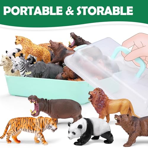 Yeonhatoys 13 Realistic Wild Animal Figures with Sound Book Storage Box Plastic Safari Animal figurines for Toddler Educational Zoo Animal Model Toy Jungle Party Favor Birthday Gifts for Kids Boys Girls 3 - Image 5