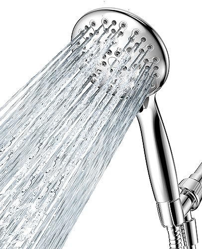 JDO High Pressure Shower Head with Handheld, JDO 6 Spray Settings Handheld Showerhead, 4.3" High Flow Rain Showerhead Set with 59" Stainless Steel Hose and Adjustable Bracket for Bathroom, Gym, Hotel - Image 1