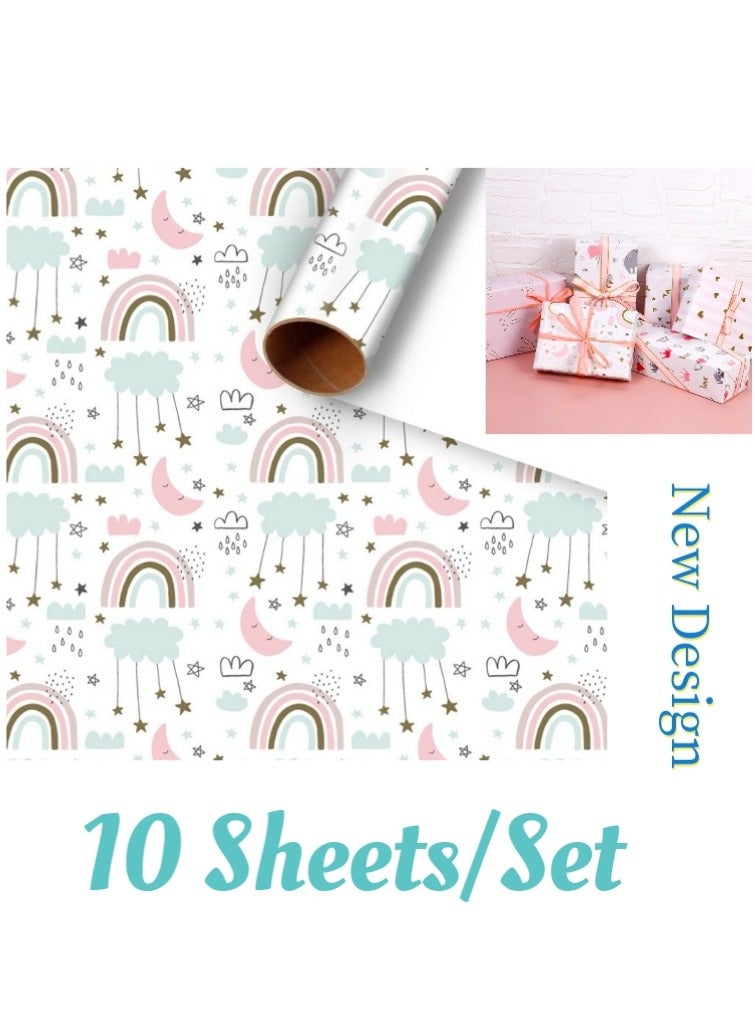 New Design Wrapping Paper Ramadan Eid Gift Flower Packaging Paper 10 Sheets - Image 1