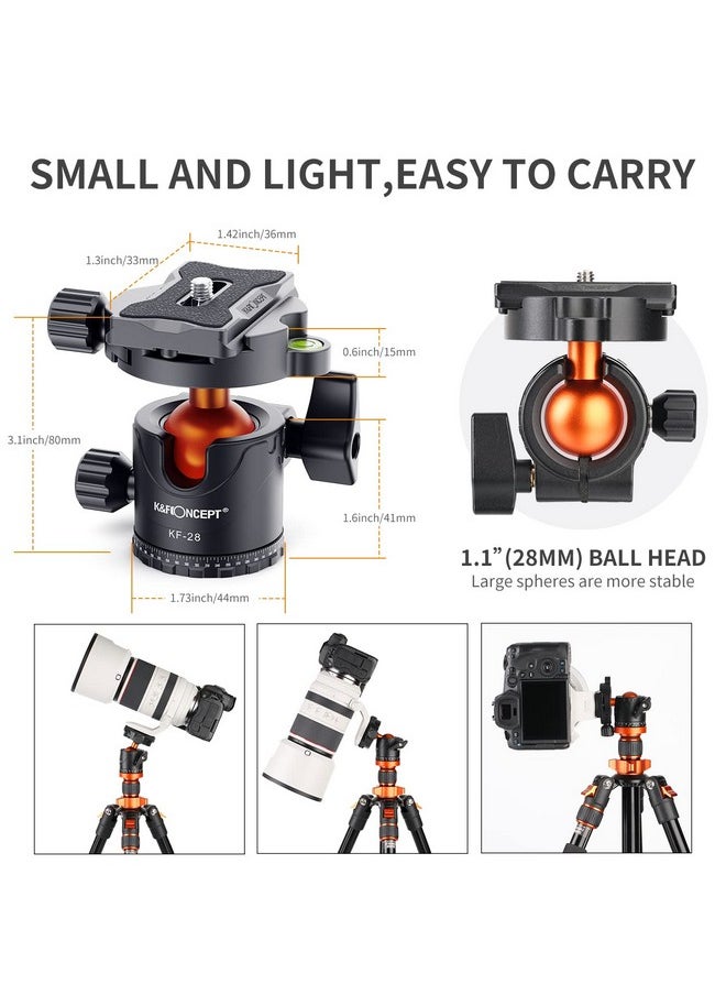 K&F Concept Professional 28Mm Metal Tripod Ball Head 360 Degree Rotating Panoramic With 1 4 Inch Quick Release Plate Bubble Level For Tripod Monopod Slider Camera Camcorder Up To 22 Pounds  - Image 2