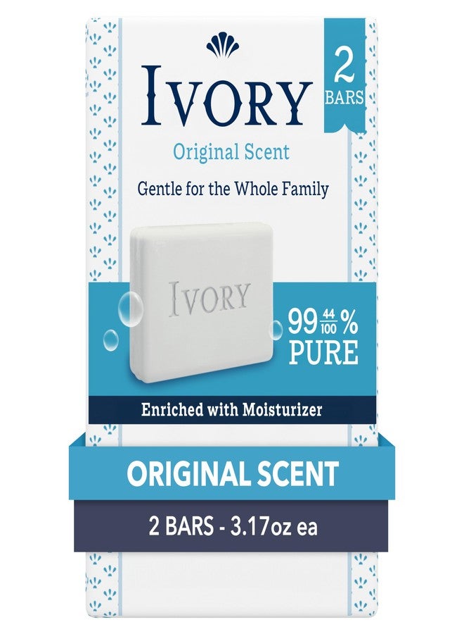 Ivory Gentle Bar Soap, Designed for Whole Family, 99.44% Pure Formula, Plant-Based Cleanser, Made Without Heavy Perfumes, Parabens & Phthalates, For All Skin Types, Original Scent, 3.17 oz (2 Count) - Image 1