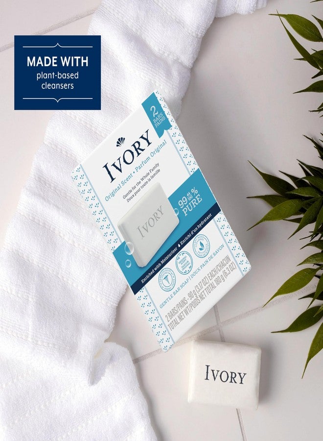 Ivory Gentle Bar Soap, Designed for Whole Family, 99.44% Pure Formula, Plant-Based Cleanser, Made Without Heavy Perfumes, Parabens & Phthalates, For All Skin Types, Original Scent, 3.17 oz (2 Count) - Image 5