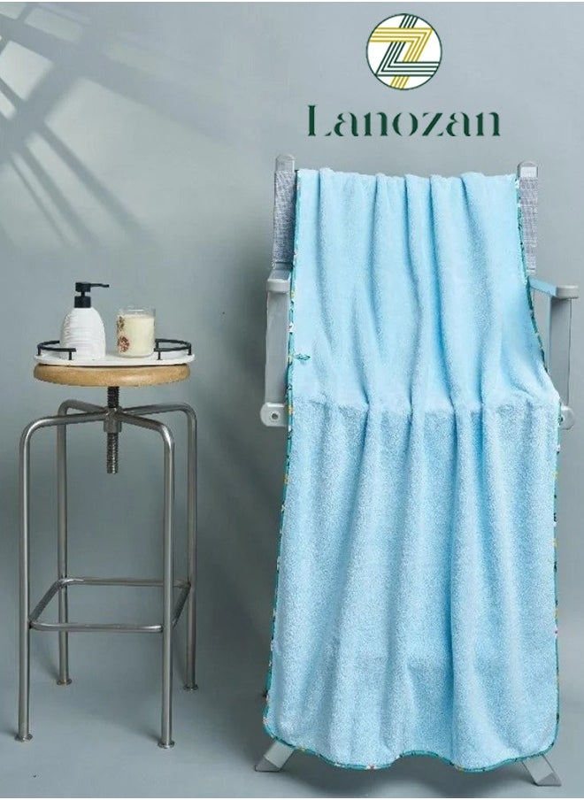 lanozan Medium Bath Towel Size 140*70*2.5cm Cyan  - Image 1