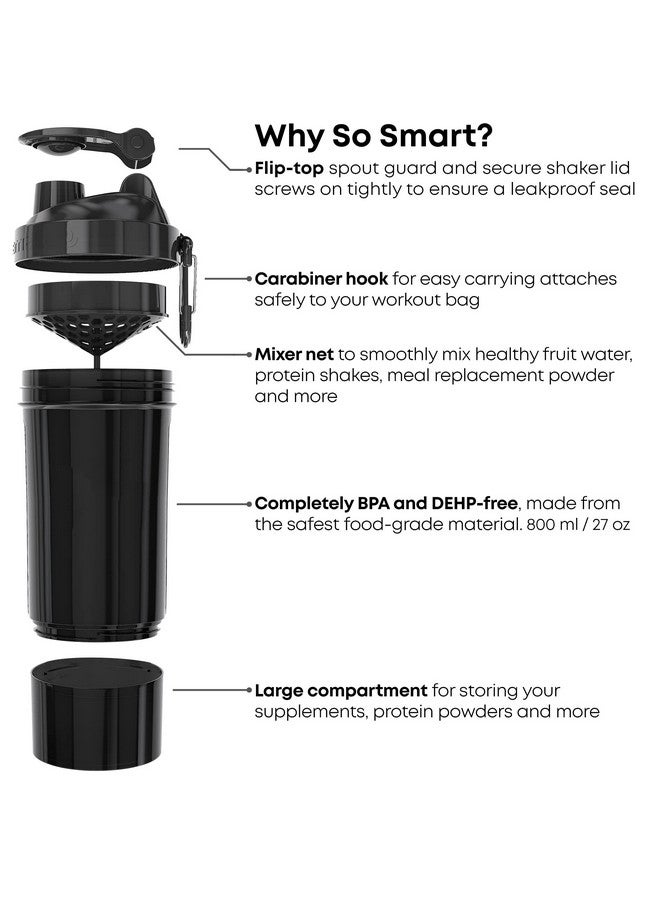 SmartShake O2Go One Plastic Protein Shaker Bottle 600 Ml | 20 Oz - Leakproof Screw-On Lid - Bpa Free - Unisex - Deep Rose - Image 3