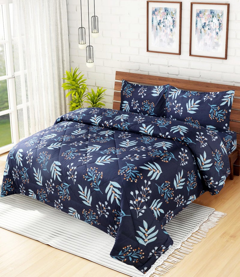 FLOATING DREAMS Reversible AC Comforter Set King Size Double Bed with 1Flat Bedsheet and 2 Pillow Covers Size- 90x100 Inch - Image 1