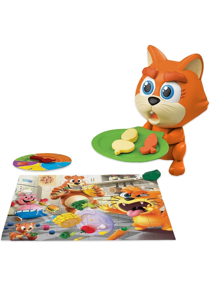 Goliath Picky Kitty, Feed The Kitty His Veggies Before He Flips His Plate Game, Includes 24 Pcs Puzzle Inside, 2-4 Players Interative Fun Games For Kids Age 4+ Years - 331434 - Image 2