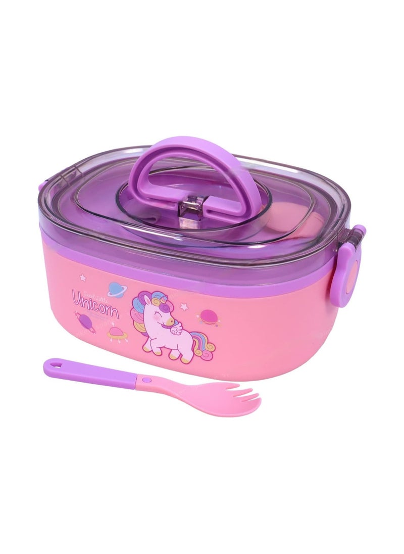 General Unicorn Lunch Box, Microwave Safe Hot Stainless Steel Insulated Brunch Monk Box Cutlery Set Portable Lunch Container , For School Boys, Girls - 800ml  - Image 1