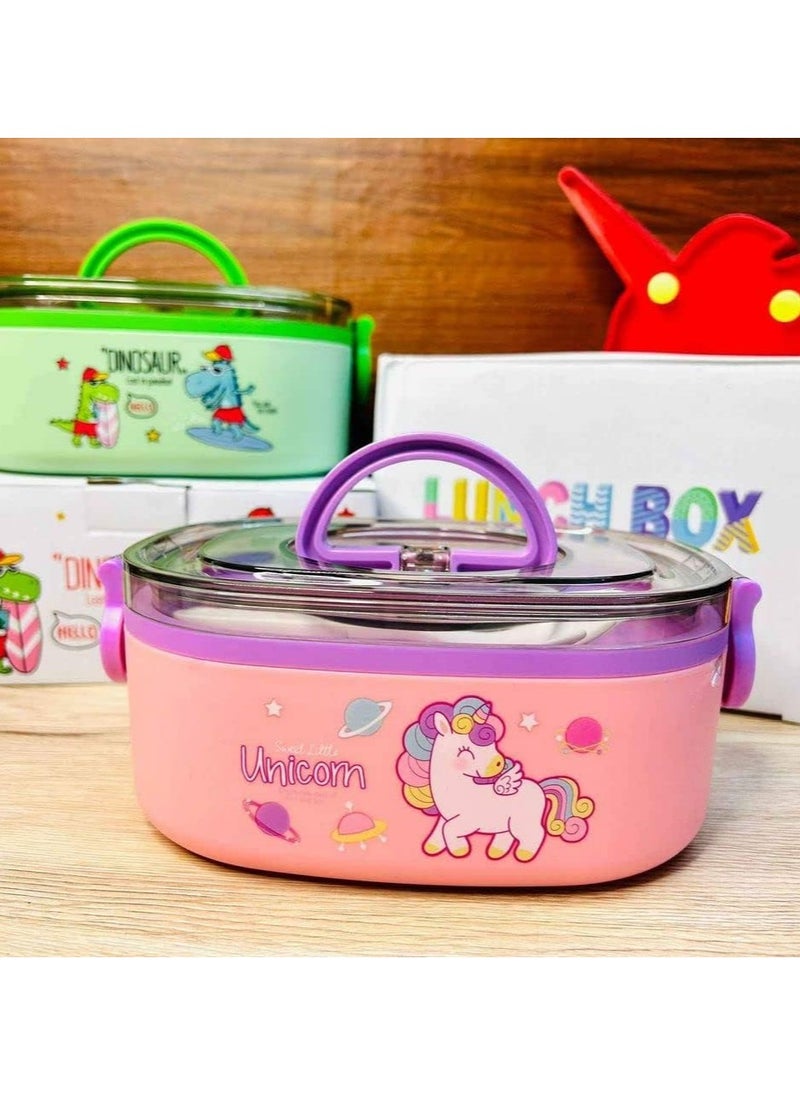 General Unicorn Lunch Box, Microwave Safe Hot Stainless Steel Insulated Brunch Monk Box Cutlery Set Portable Lunch Container , For School Boys, Girls - 800ml  - Image 2