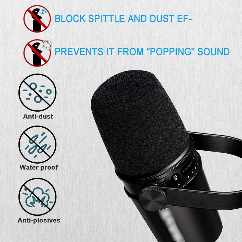 Boseen Microphone Foam Windscreen for MV7, Mic Cover Microphone Windscreen for MV7 Professional Mic Foam for Recording, 3PCS - Image 2
