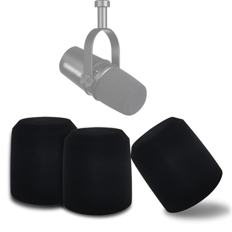 Boseen Microphone Foam Windscreen for MV7, Mic Cover Microphone Windscreen for MV7 Professional Mic Foam for Recording, 3PCS - Image 1