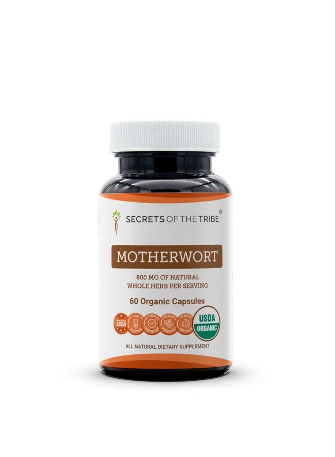Secrets of the Tribe Motherwort USDA Organic 60 Capsules | High-Potency Herbal Organic Capsules | Made with Organic Vegetarian Capsules and Organic Motherwort (Leonurus Cardiaca) Dried Herb (60 Capsules) - Image 1