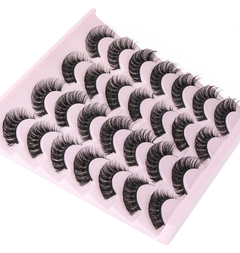 zanlufly False Eyelashes Russian Strip Lashes Volume Fake Eyelashes Extension D-Curly Wispy Handmade Soft Reusable 14 Pairs Lashes Pack - Image 5