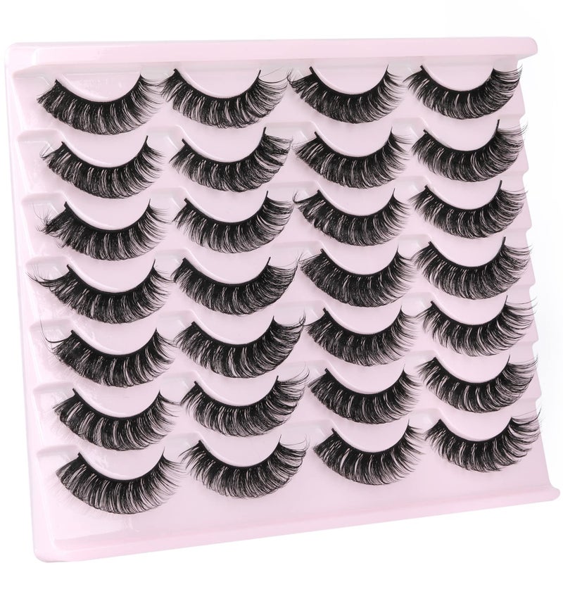 zanlufly False Eyelashes Russian Strip Lashes Volume Fake Eyelashes Extension D-Curly Wispy Handmade Soft Reusable 14 Pairs Lashes Pack - Image 3