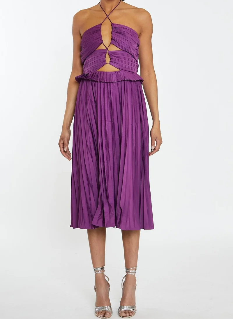 ترو ديكادينس Willow Deep Orchid Halterneck Pleated Midi Dress