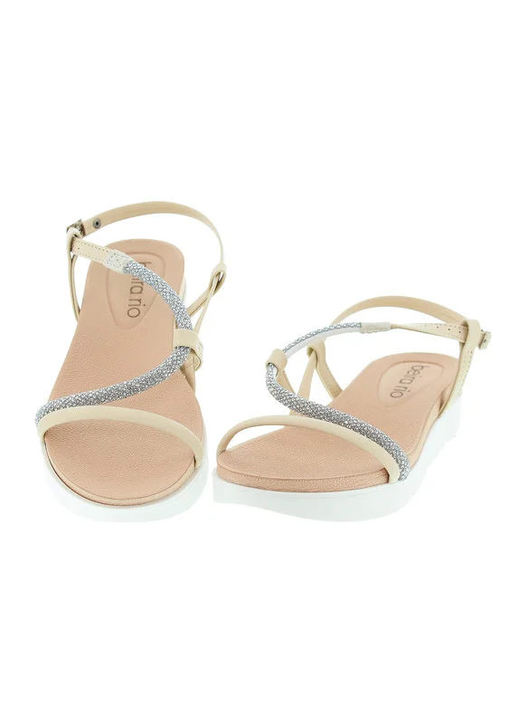 Beira Rio CREAM Beira Rio Ladies Flat Sandals Cream | Made In Brazil for Women | Best Price UAE