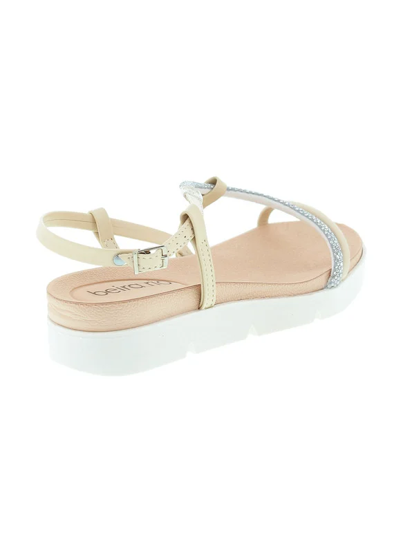 Beira Rio CREAM Beira Rio Ladies Flat Sandals Cream | Made In Brazil for Women | Best Price UAE