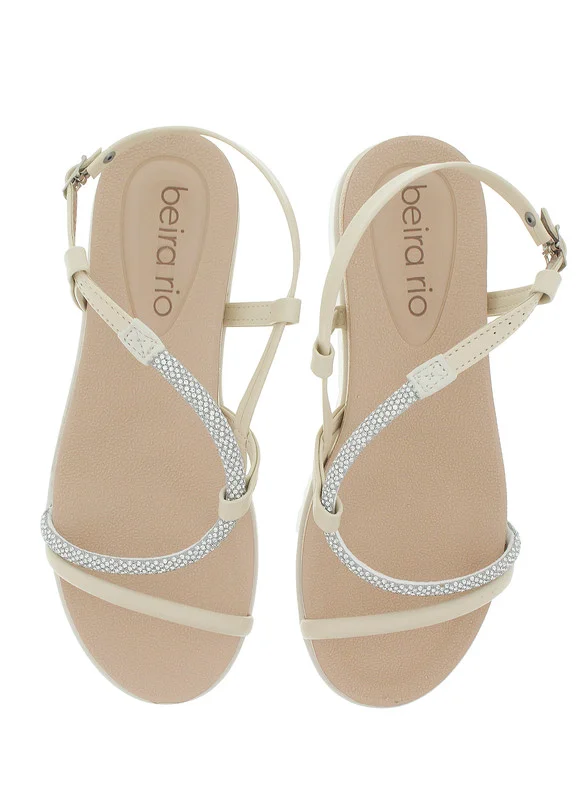 Beira Rio CREAM Beira Rio Ladies Flat Sandals Cream | Made In Brazil for Women | Best Price UAE